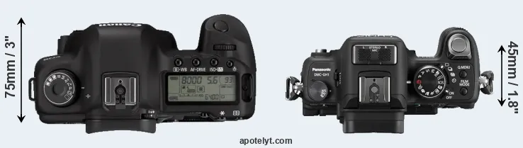 Compare 5D Mark II versus GH1 top