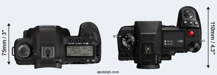 Compare 5D Mark II versus S1H top