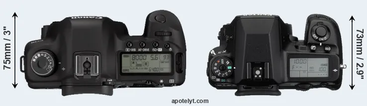 Compare 5D Mark II versus K-5 top