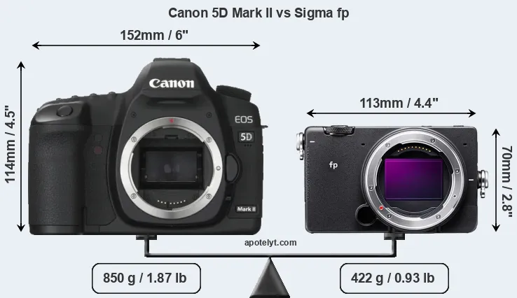 Size Canon 5D Mark II vs Sigma fp