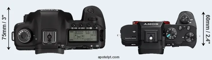 Compare 5D Mark II versus A7 II top