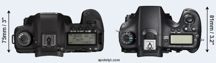 Compare 5D Mark II versus A77 II top