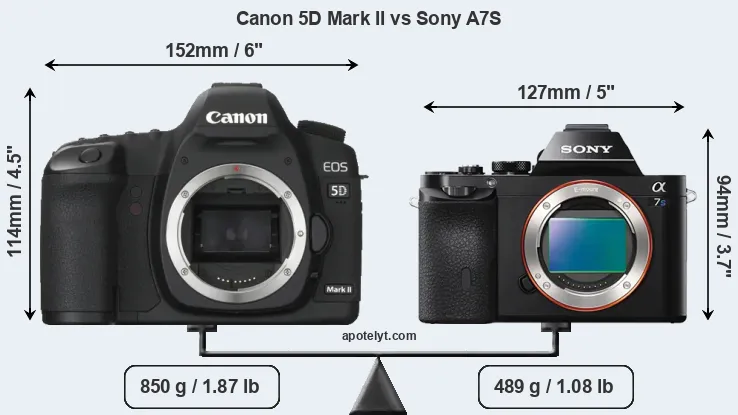 Size Canon 5D Mark II vs Sony A7S