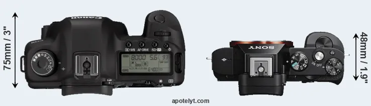 Compare 5D Mark II versus A7S top