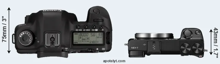 Compare 5D Mark II versus NEX-7 top