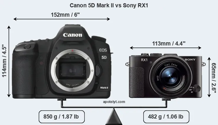 Size Canon 5D Mark II vs Sony RX1