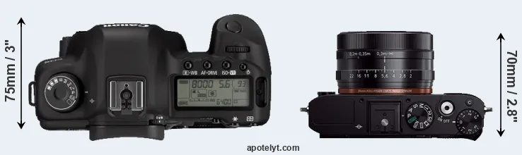 Compare 5D Mark II versus RX1R top