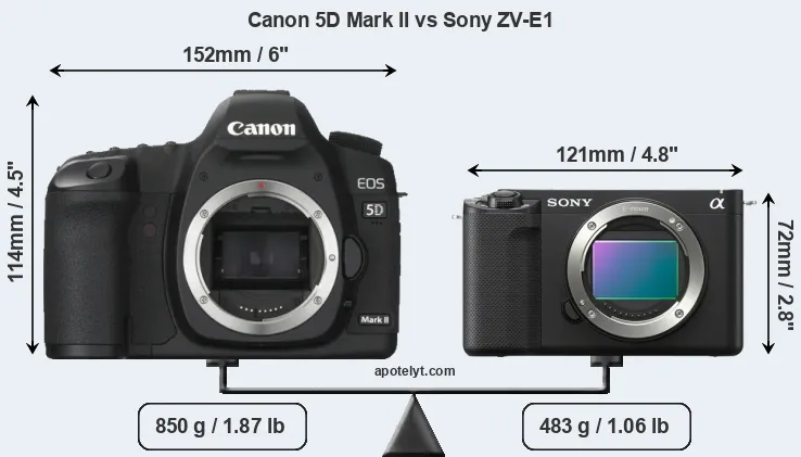 Size Canon 5D Mark II vs Sony ZV-E1