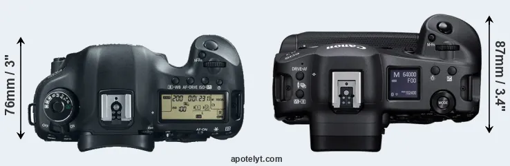 Compare 5D Mark III versus R3 top