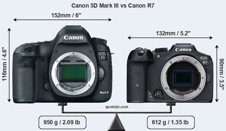 Size Canon 5D Mark III vs Canon R7