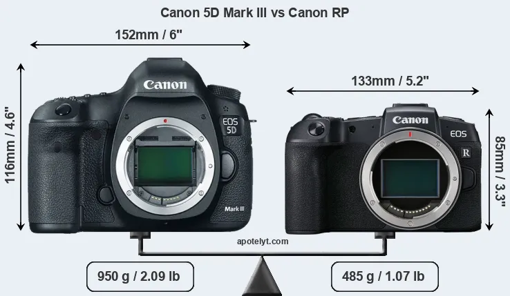 Size Canon 5D Mark III vs Canon RP