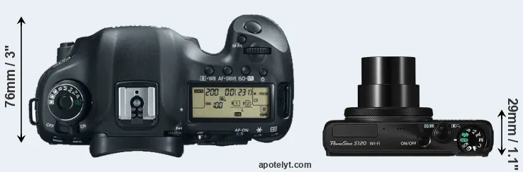 Compare 5D Mark III versus S120 top