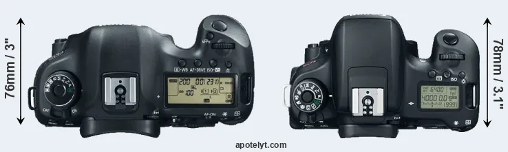Compare 5D Mark III versus T6s top
