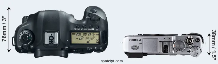 Compare 5D Mark III versus X-E1 top