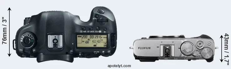 Compare 5D Mark III versus X-E3 top