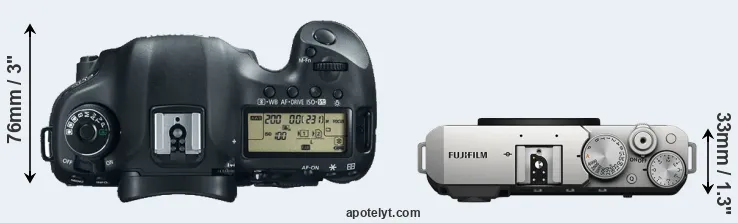Compare 5D Mark III versus X-E4 top