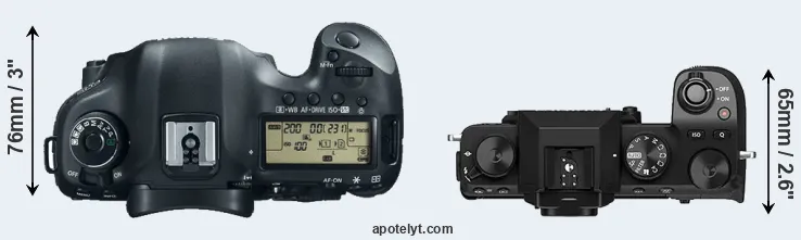 Compare 5D Mark III versus X-S10 top