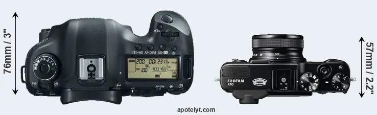 Compare 5D Mark III versus X10 top