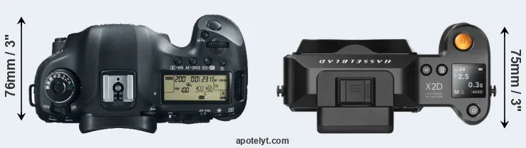 Compare 5D Mark III versus X2D 100C top