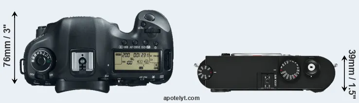 Compare 5D Mark III versus M10 top
