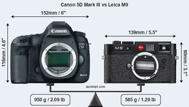 Size Canon 5D Mark III vs Leica M9