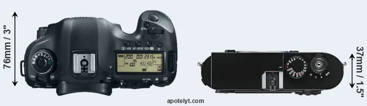 Compare 5D Mark III versus M9 top