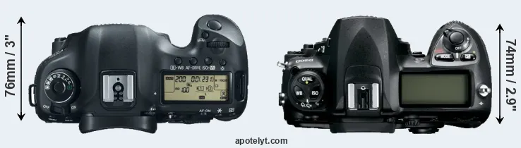 Compare 5D Mark III versus D200 top
