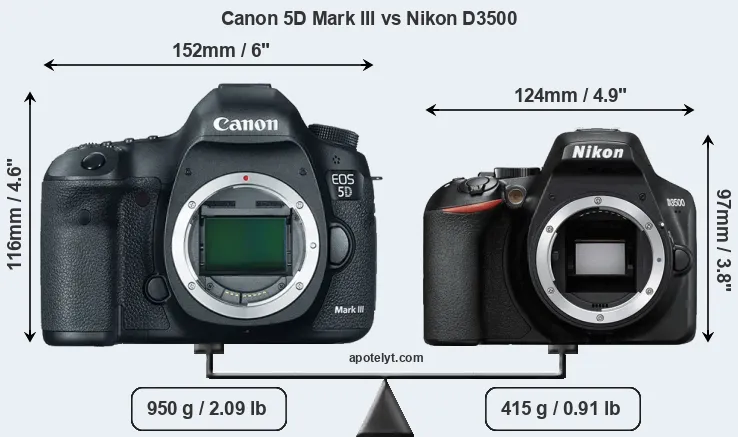 Size Canon 5D Mark III vs Nikon D3500