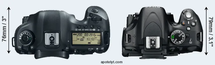 Compare 5D Mark III versus D5100 top