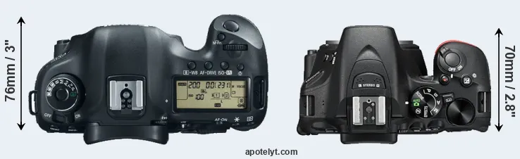 Compare 5D Mark III versus D5500 top