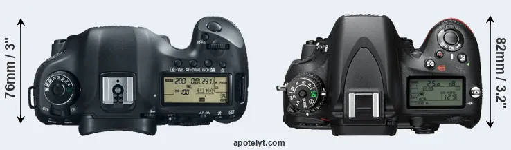 Compare 5D Mark III versus D610 top