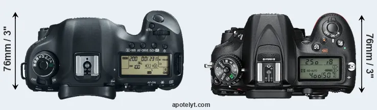 Compare 5D Mark III versus D7200 top