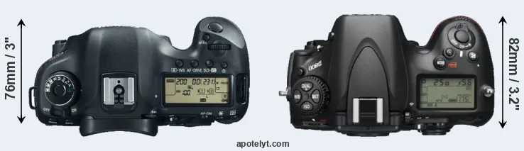 Compare 5D Mark III versus D800 top