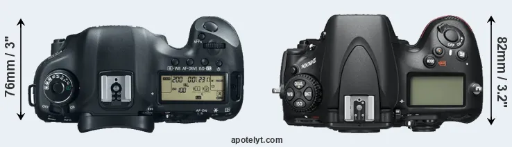 Compare 5D Mark III versus D800E top