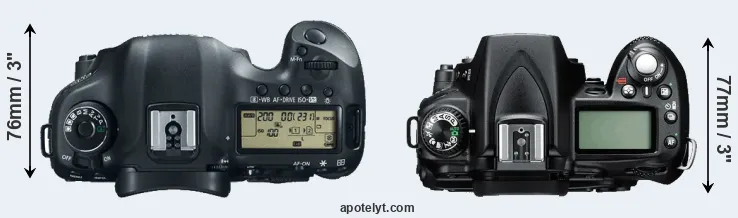 Compare 5D Mark III versus D90 top