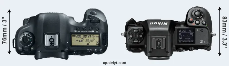 Compare 5D Mark III versus Z8 top