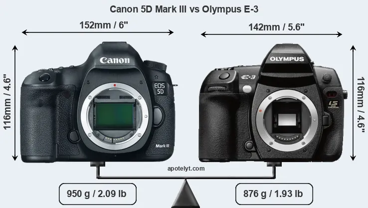 Size Canon 5D Mark III vs Olympus E-3
