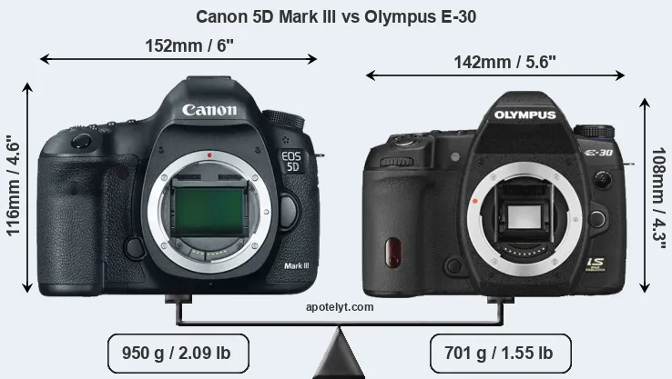 Size Canon 5D Mark III vs Olympus E-30