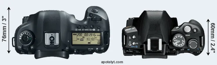 Compare 5D Mark III versus E-600 top