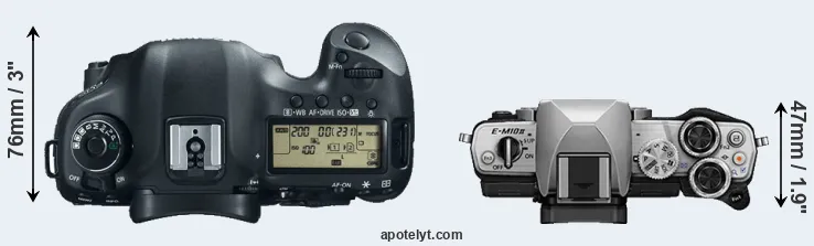 Compare 5D Mark III versus E-M10 II top