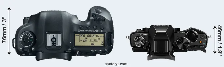 Compare 5D Mark III versus E-M10 top