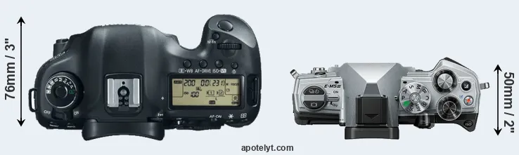 Compare 5D Mark III versus E-M5 III top