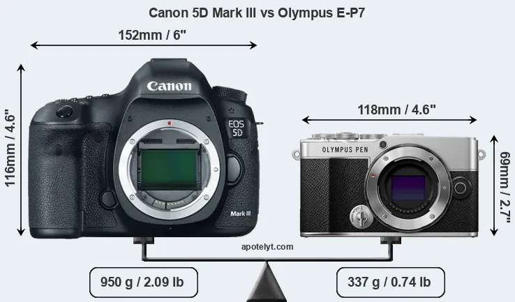 Size Canon 5D Mark III vs Olympus E-P7
