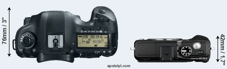 Compare 5D Mark III versus E-PL2 top