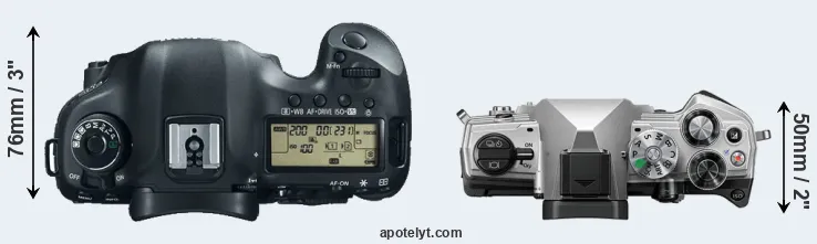 Compare 5D Mark III versus OM-5 top