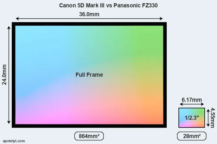 Canon 5D Mark III and Panasonic FZ330 sensor measures