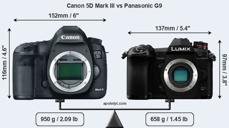 Size Canon 5D Mark III vs Panasonic G9