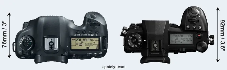 Compare 5D Mark III versus G9 top