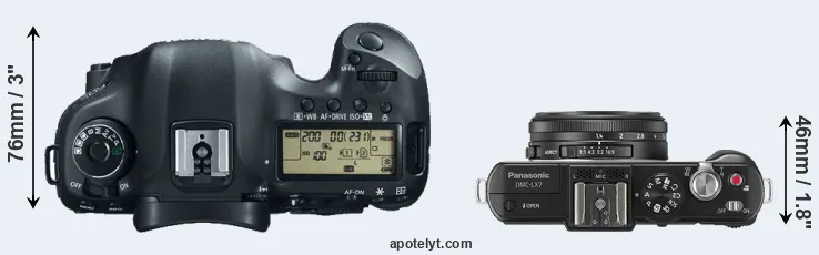 Compare 5D Mark III versus LX7 top