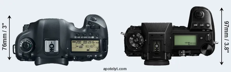 Compare 5D Mark III versus S1 top